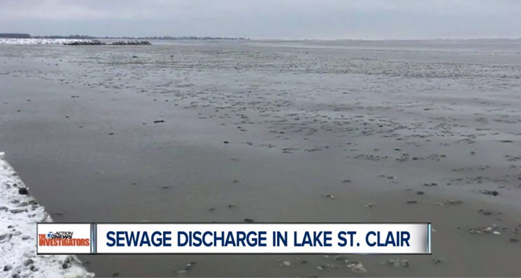 Photograph shows raw sewage discharged into Lake St. Clair