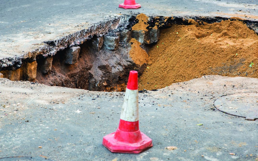 Pipe failure causes large sinkhole near Charlotte